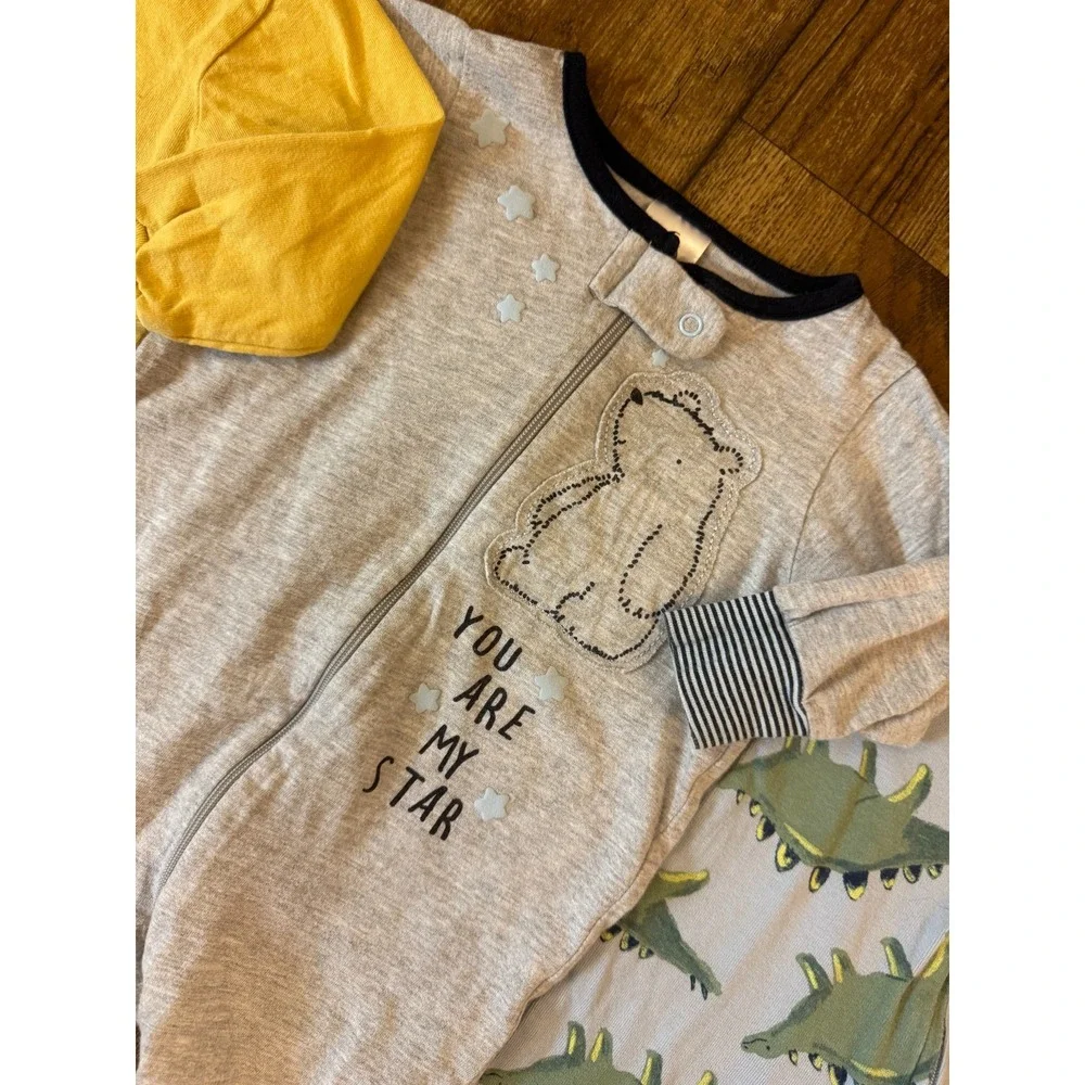 Baby Boy Sleepers 3/6 Months Lot Zipper Rompers Outfits Clothes Bundle Cotton
